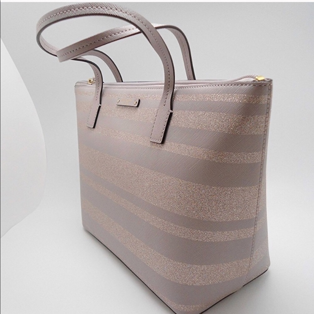 🆕Kate Spade Tote Glitter Striped Handbag - Picture 4 of 8